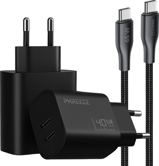 20W USB-C Snellader Met USB-C Kabel – Dubbele Poort (USB-C + USB-A) – Wit – Geschikt Voor IPhone, Samsung, IPad En Meer – Compact & Veilig