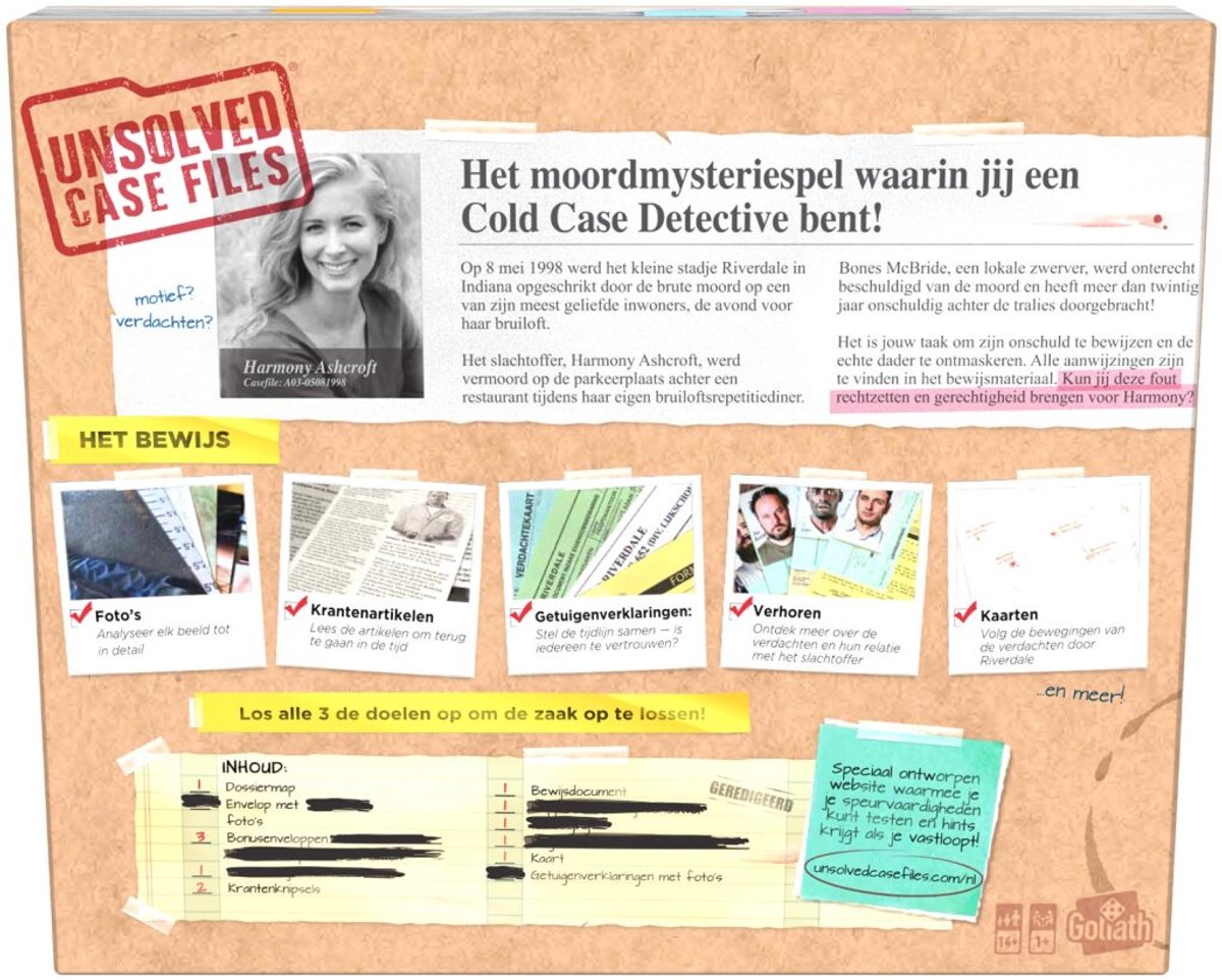 Goliath Unsolved Case Files - Harmony Ashcroft - Escape Game - Familiespel - Denkspel - Kun jij het mysterie oplossen? (Nederlandstalig) — afbeelding 6