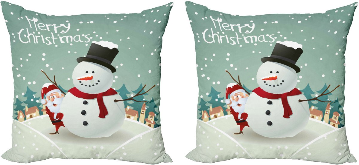 New Bed Kerstmis Kerst Winterthema Decoratieve Sierkussenhoes Set van 4 voor Bank Slaapkamer Woonkamer, 41cm x 41cm Gedrukte Kussenhoes Amandelgroene eierschaal