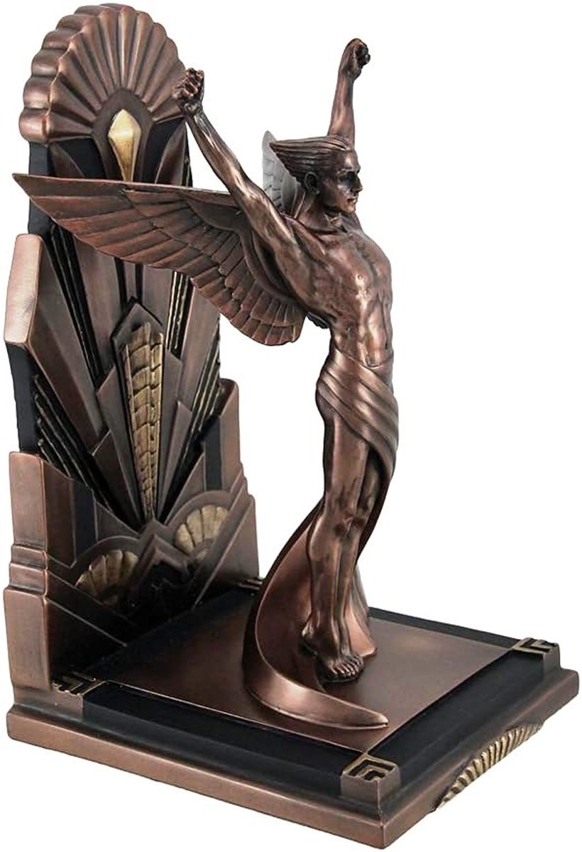 Veronese Design - Beeld/figuur - Gevleugelde Man Art Deco Boekensteun - (hxbxd) ca. 23cm x 12cm x 14cm - Veronese Design