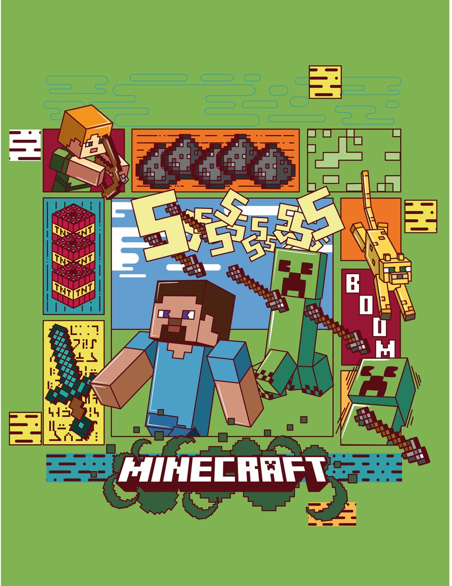 Minecraft Fleeceplaid Pixel - 130 x 170 cm - Polyester Groen