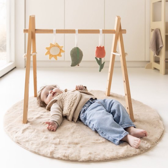 Babiem® Babygym George – Houten Babygym met 3 Speeltjes – Baby Speelgoed 0 jaar - Kraamcadeau - Giftbox