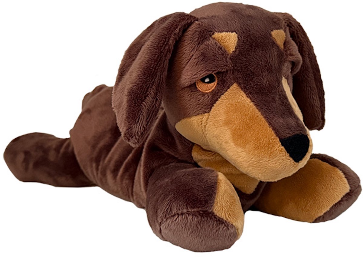 Habibi Plush warmteknuffel teckel 35 cm - bruin - geschikt voor oven en magnetron