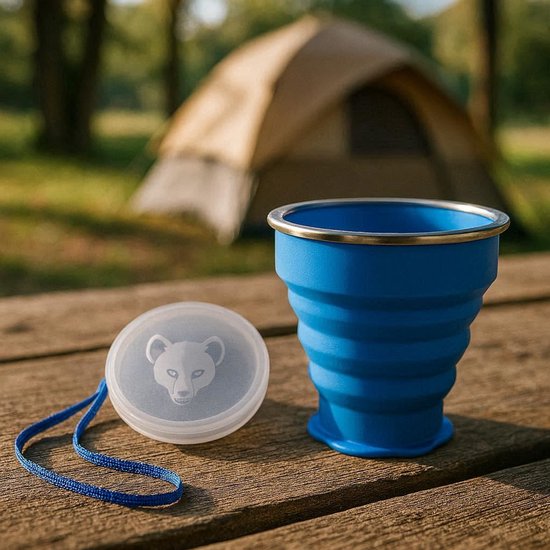 Beker - Opvouwbare beker - Drink Beker - Vakantie - Water - Siliconen - 288ML - Blauw van MSV — afbeelding 3