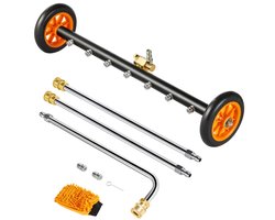 Auto onderbodemreiniger voor hogedrukreiniger - Opzetstuk 590 mm - RVS - Max. 4000 PSI - Hoekverstelling - 7 Sproeikoppen - 2 Verlengstangen