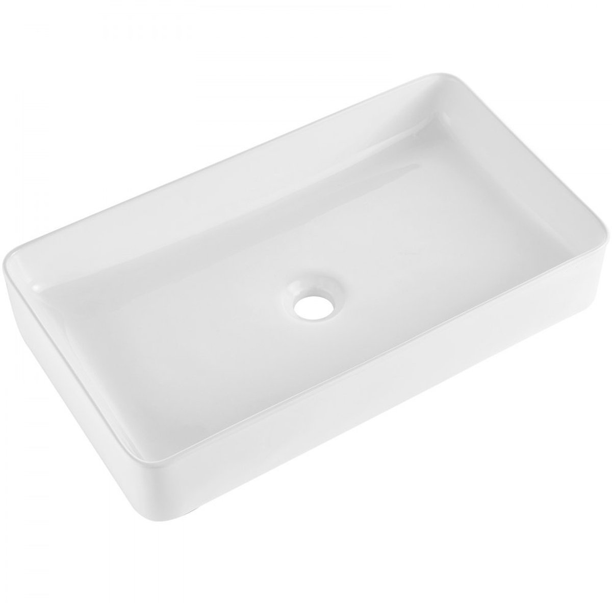 Opzetwastafel - Rechthoekige opbouw waskom - 61 x 35 cm - Keramiek - Moderne stijl - Voor badkamer en toilet - Wit