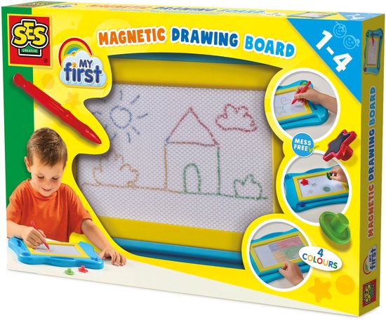 SES Creative My first - Magnetisch Tekenbord - Baby Speelgoed - Voor Kinderen Vanaf 1 Jaar - 4 Kleuren