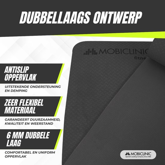 Mobiclinic EY-01 - Yogamat - Antislip - Afwasbaar - Waterdicht - Ecologisch - Met draagriem - Fitness - Sport - 183 x 61 x 0,6 cm - Flexibel - TPE van Mobiclinic — afbeelding 2