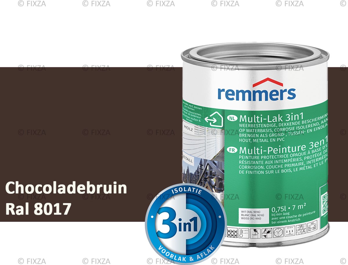 Remmers Multi-Lak 3in1 Chocoladebruin – 0,75 Liter - lakverf voor Hout, Metaal en Kunststof