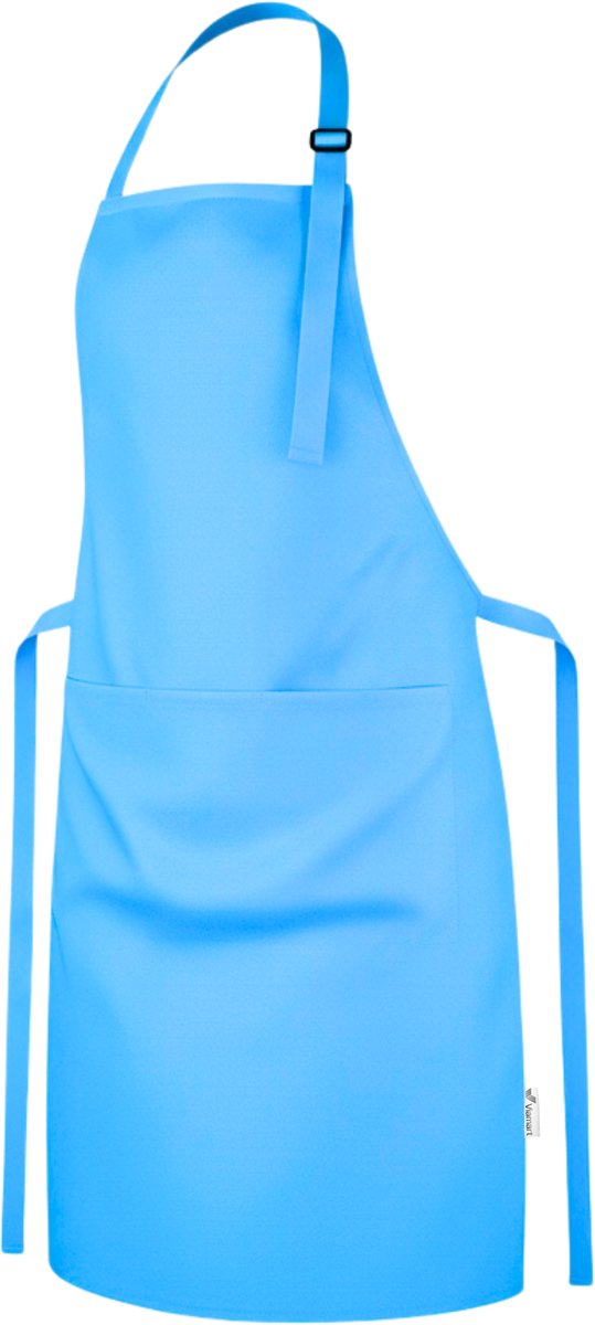 Viamart® - Professioneel Keukenschort - Kookschort - BBQ Schort - Schort - Horecakwaliteit - Verstelbare Gesp, Lange Koorden en 3 Praktische Grote Zakken - Unisex: Dames & Heren - Maat: One Size Fits All - Wasbaar op 60° - Lichtblauw