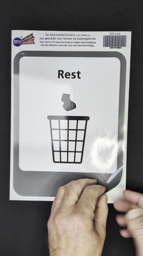 Stickerset 3 stuks voor Afvalbak 87 liter Restafval Zwart