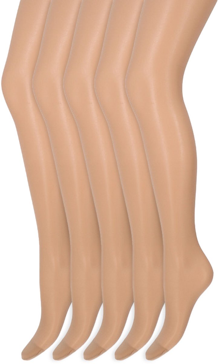 Marianne Zijdeglans Panty | Transparant van teen tot taille | 15 Denier | Merk: Marianne | Maat: S t/m XXXL | Kleur: Powder | 5 Paar Beige