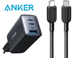 Anker 735 (GaN II 65W) USB-C-oplader geschikt voor smartphone, tablet, laptop + USB-C to USB-C Cable 90cm, USB 2.0 Type C Charging Cable Fast Charge – bundelvoordeel