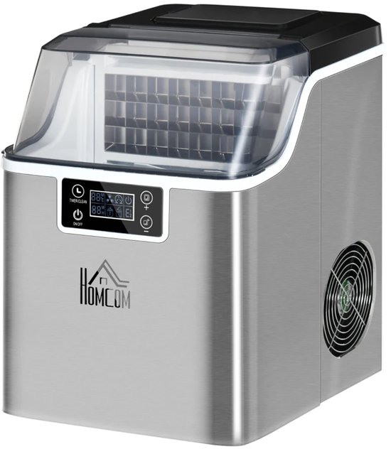 IJsblokjesmachine - 2.3L - IJsklontjes maker - Met ijsmand + schep - 20kg/24 uur - met Timer en 3,2L Watertank - Zelfreinigingsfunctie - Stille werking - Compact design - Zilver van Merkloos — afbeelding 2