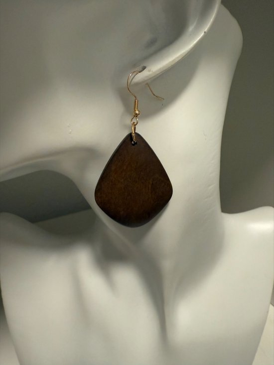 boucles d'oreilles triangulaires en bois