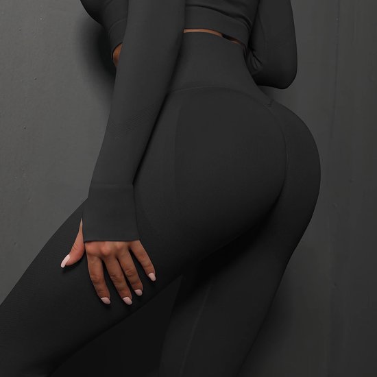 Wow Peach - Perzik Yoga Hoge Taille Legging - Butt Lifting - Sport Legging - Work Out - Shaping - Large - Zwart van Merkloos — afbeelding 2