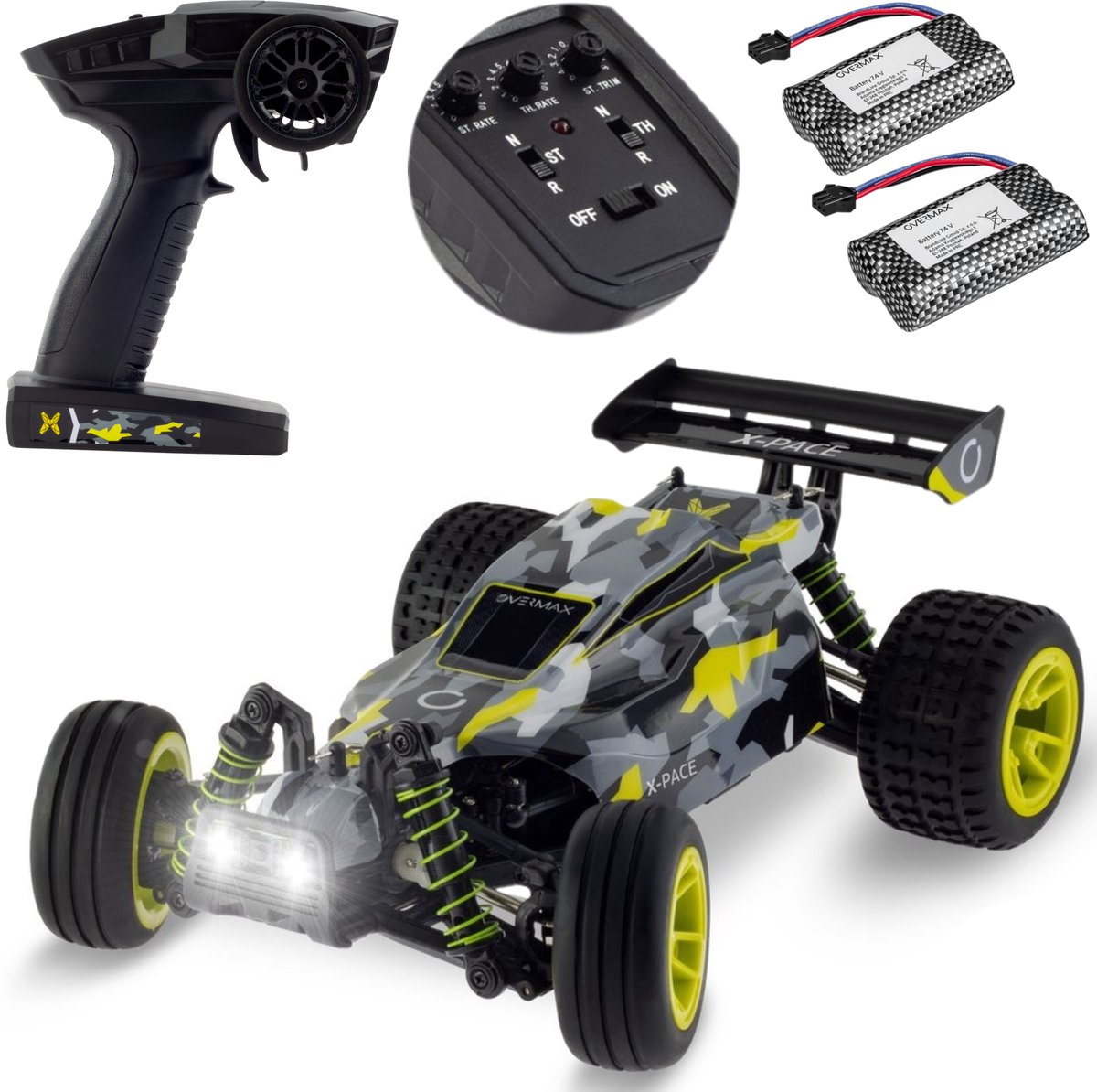 Overmax X-Pace - Bestuurbare Auto - 2 accu’s - 30 km/u - 4x4 - 1:18 - Bereik 100m - Onafhankelijke vering - LED’s - Offroad RC Auto Volwassenen & Kinderen - Afstandsbestuurbare Auto voor Buiten — afbeelding 21