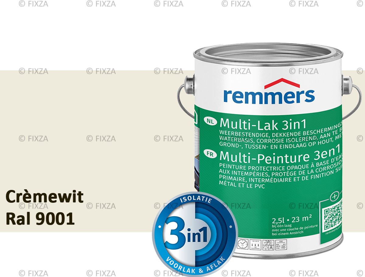 Remmers Multi-Lak 3in1 Crèmewit – 2,5 Liter - lakverf voor Hout, Metaal en Kunststof