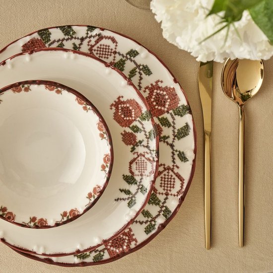 Service de table Jolly Collection – 18 pièces – Rouge – Pour 6 personnes