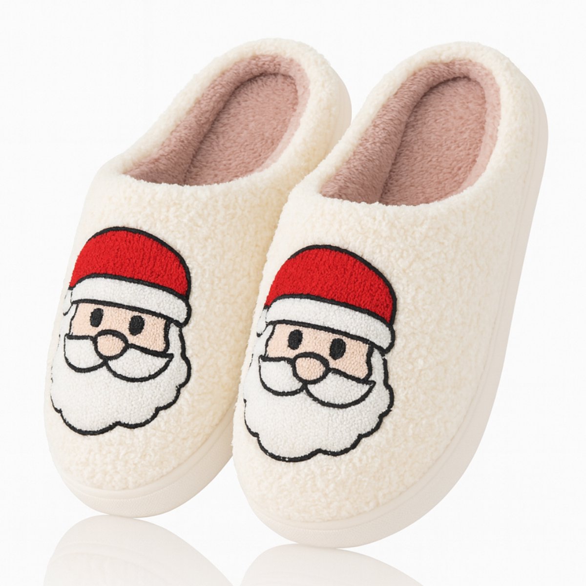 Twenty4seven® Kerstman Pantoffels - Sloffen Kerst & Winter - Kerstsloffen Dames & Heren - Huisschoenen Wit - Maat 39/40