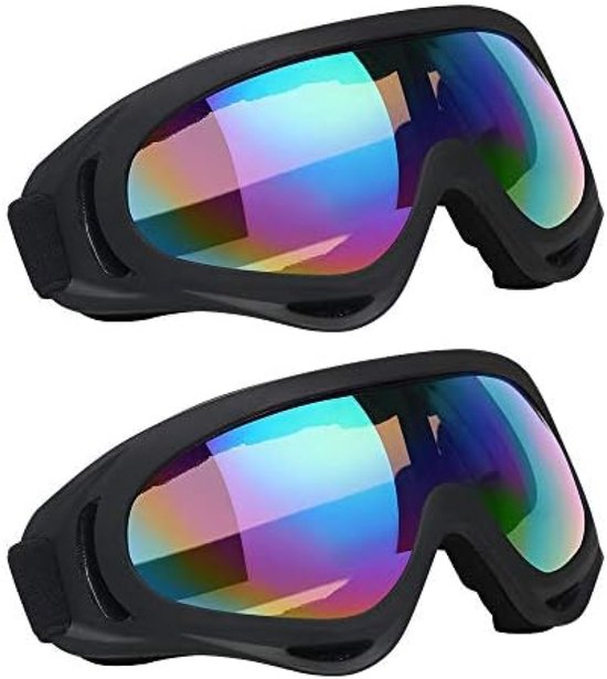 Skibril Set – 2 Stuks, UV400, Anti-condens, Verstelbare Band, Zwart-grijs, Voor Skiën, Snowboard En Wintersport