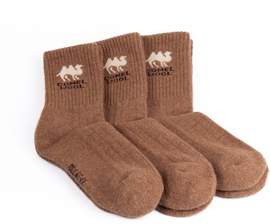 Chaussettes en laine de chameau 100 % naturelles, fabriquées en Mongolie – Chaudes, douces et respirantes – Chaussettes hommes et femmes – Pointures 37 à 48 – Lot de 3 paires