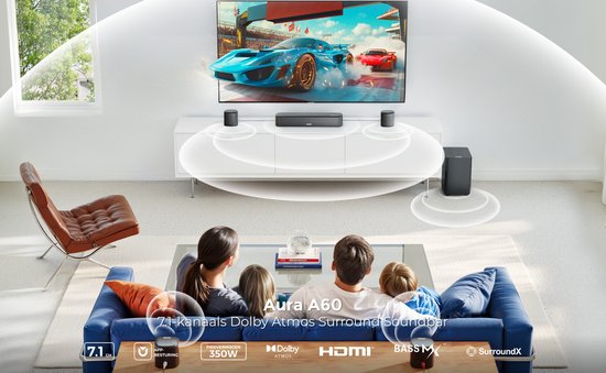 ULTIMEA Aura A60 7.1 Soundbar met Dolby Atmos - Inclusief Subwoofer en 4 Surround Speakers - Home Cinema Systeem voor TV - Zwart van Ultimea — afbeelding 2
