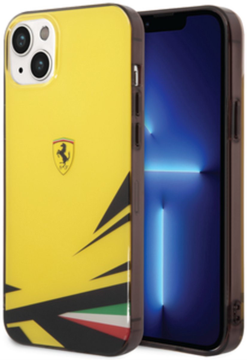 Ferrari Back Cover - Apple iPhone 14 Plus & 15 Plus - Geel - Stevige bumper - Kras- en valbescherming
