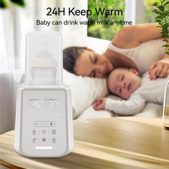 Flessenwarmer onderweg - Borstvoedingsfleswarmer met timer en nachtlampje - 11-in-1 flessenwarmer - houdt de melk 48 uur warm, BPA-vrij, snel verwarmend - instelbare temperatuur van Merkloos — afbeelding 2