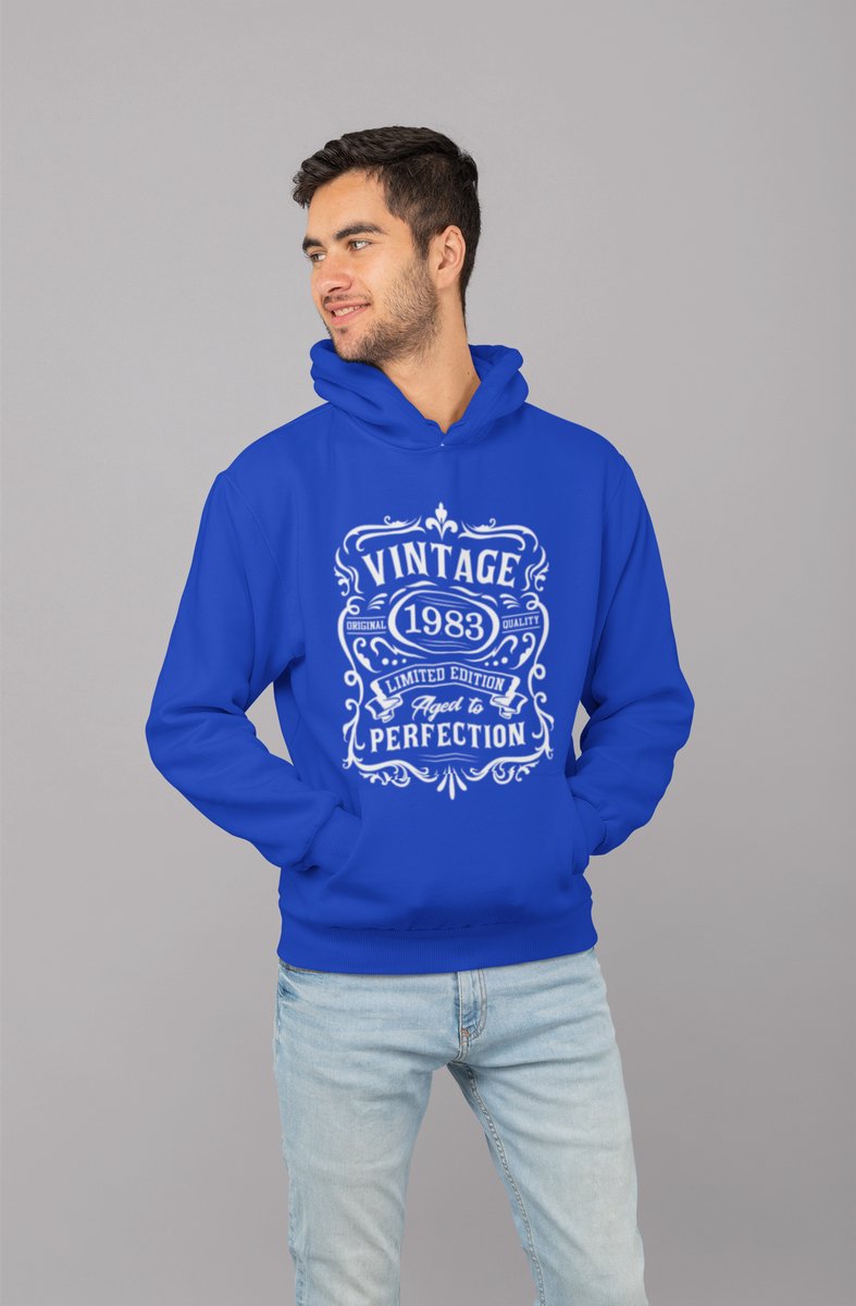 1983 Jaar Blauw Hodie - Maat XXL - Vintage Aged To Perfection - Verjaardagscadeau - Limited Edition