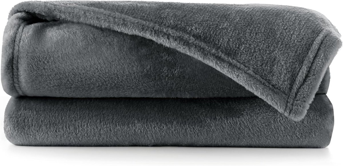 Azalia Deken 150 x 200 cm antracietgrijs deken microvezel sprei fleece zacht pluizig knuffelig