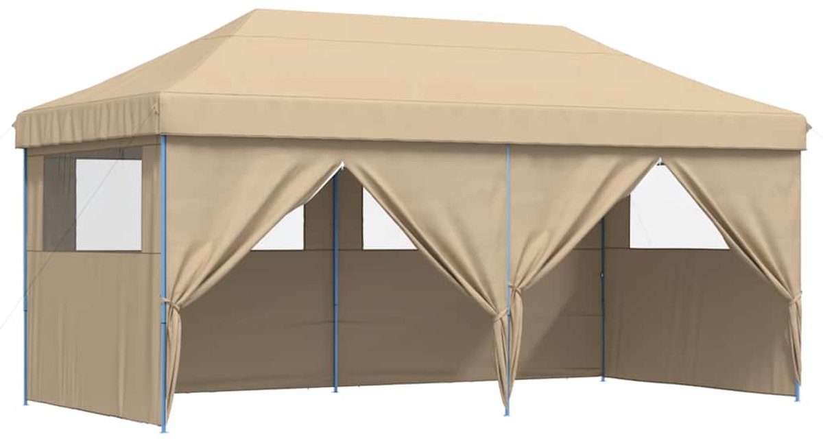 Partytent opvouwbaar - Paviljoen - 3x6 - Easy up - Waterdicht - met Zijwanden - Weerbestendig - Beige