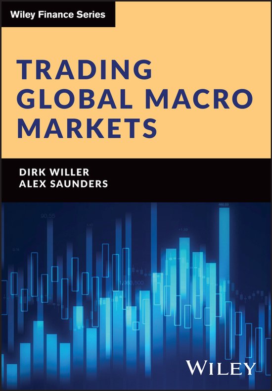 Boekomslag van 'Trading Global Macro Markets' uit de Wiley Finance Series, met een grafische weergave van de aandelenmarkt.