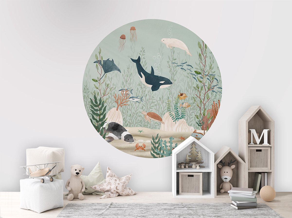 Muursticker Kelp Forest Oliver Robins-kinderkamer-eyecatcher-zeedieren-zee-orka-onderwater-wanddecoratie-kinderkameraccessoires-100cm