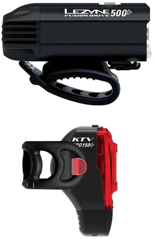 Lezyne Fusion Drive 600 + KTV Drive Pro+ - Fietsverlichting set - USB Oplaadbare Fietslampjes - Fietslicht Voor en Achter - Waterdicht - 500 lumen - Zwart — afbeelding 2