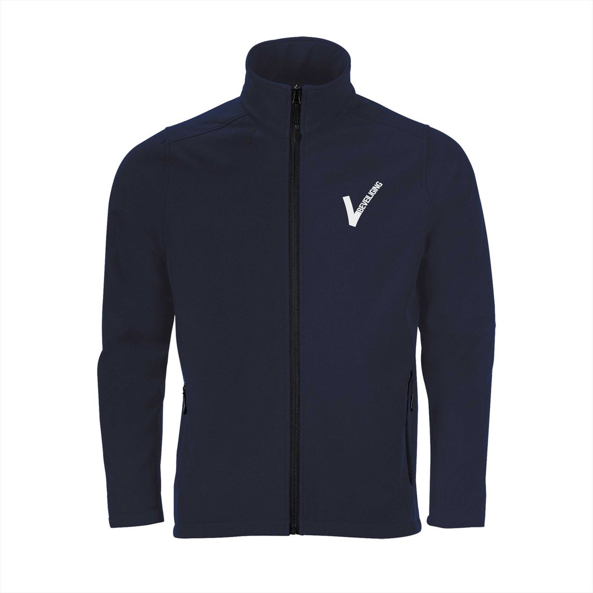 Security Softshell Jas met Beveiliging Logo – Waterafstotend – 2-Laags – Zonder Capuchon - Navy - M