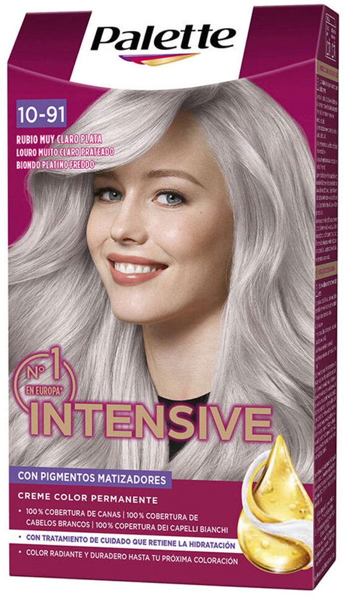 Permanente Kleur Schwarzkopf PALETTE INTENSIVE Nº 10.91-RUBIO MUY CLARO PLATA
