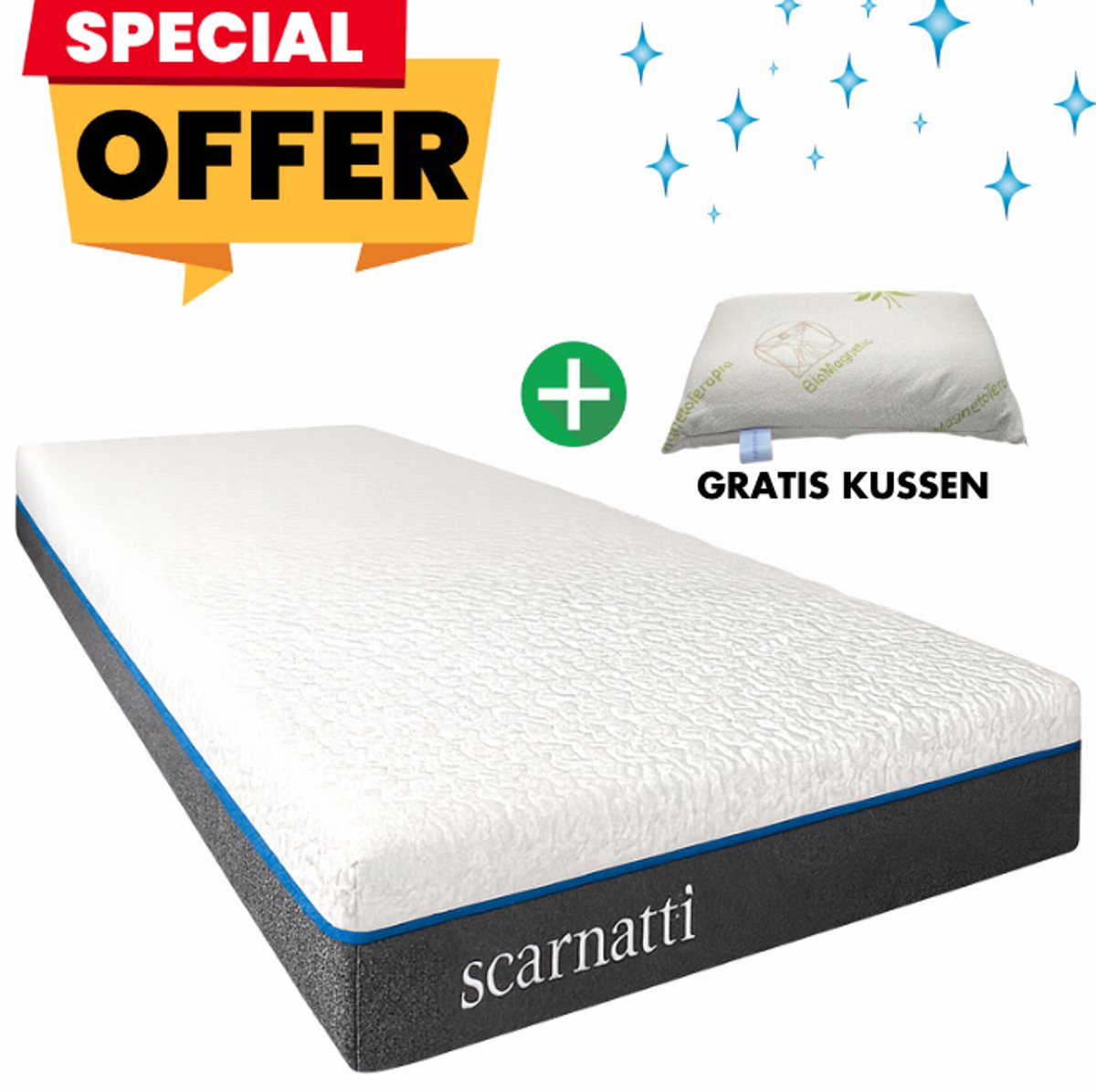 Matras 90 x 200 cm - 2in1 Koudschuim / Traagschuim - 18 cm - Matrassen met Bamboe tijk - Nasa - + 1 Kussen - logeermatrassen - Comfort