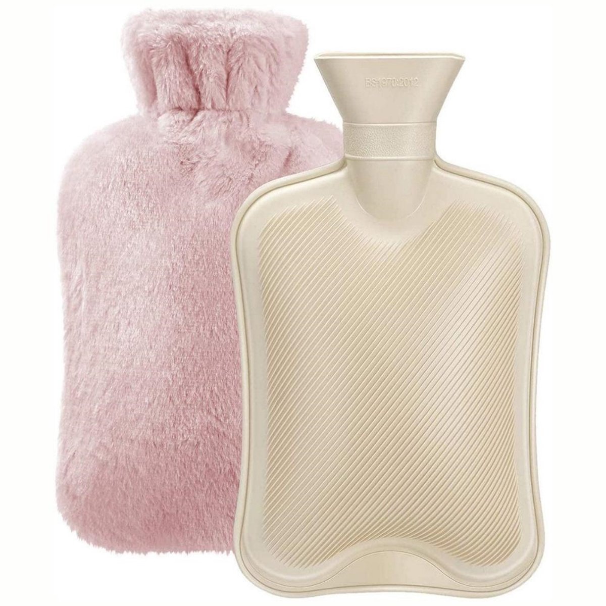 EXCITAT Warmwaterkruik met zachte hoes - Lekvrije grote warmwaterkruik - Kruik van natuurlijk rubber - Unisex cadeau - roze - 2L