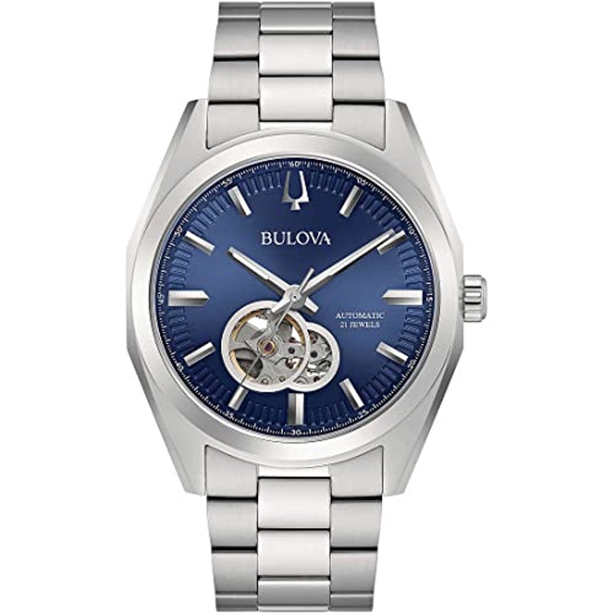 Heren analoog mechanisch horloge met roestvrijstalen armband, zilver