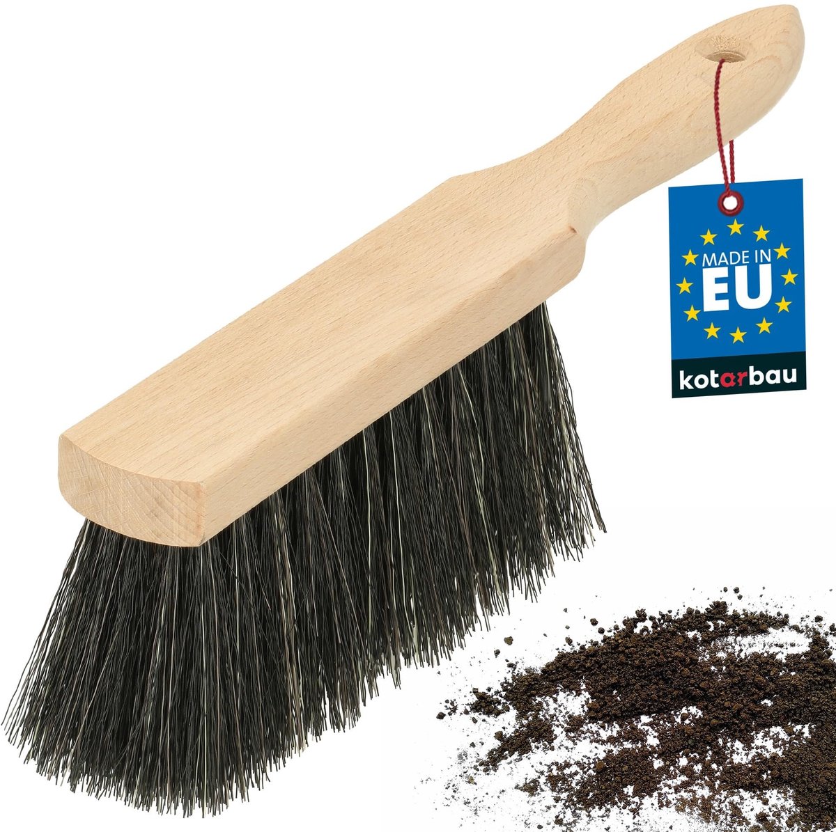 KOTARBAU®, Handveger, 29 cm, Natuurlijke Borstels, Handeger van Hout, Houten Handbezem, Houten Borstel, Camping Handveger, Ergonomische Handgreep