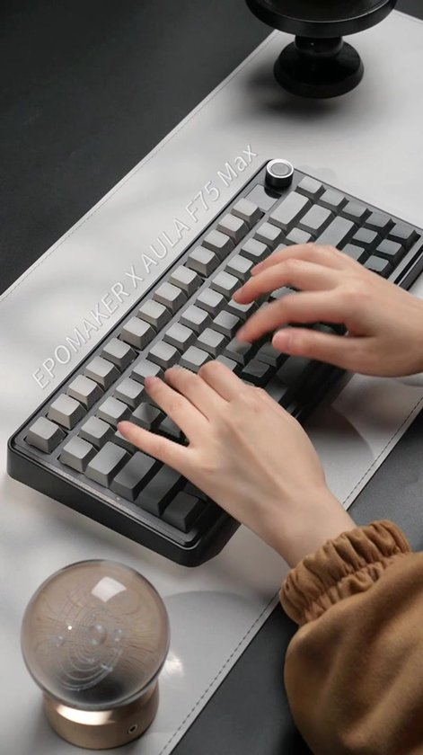 EPOMAKER x AULA F75 MAX - Zwart/Grijs - Mechanisch Draadloos Toetsenbord - RGB - 75% - QWERTY - Gaming Keyboard - Leobog Reaper Switch