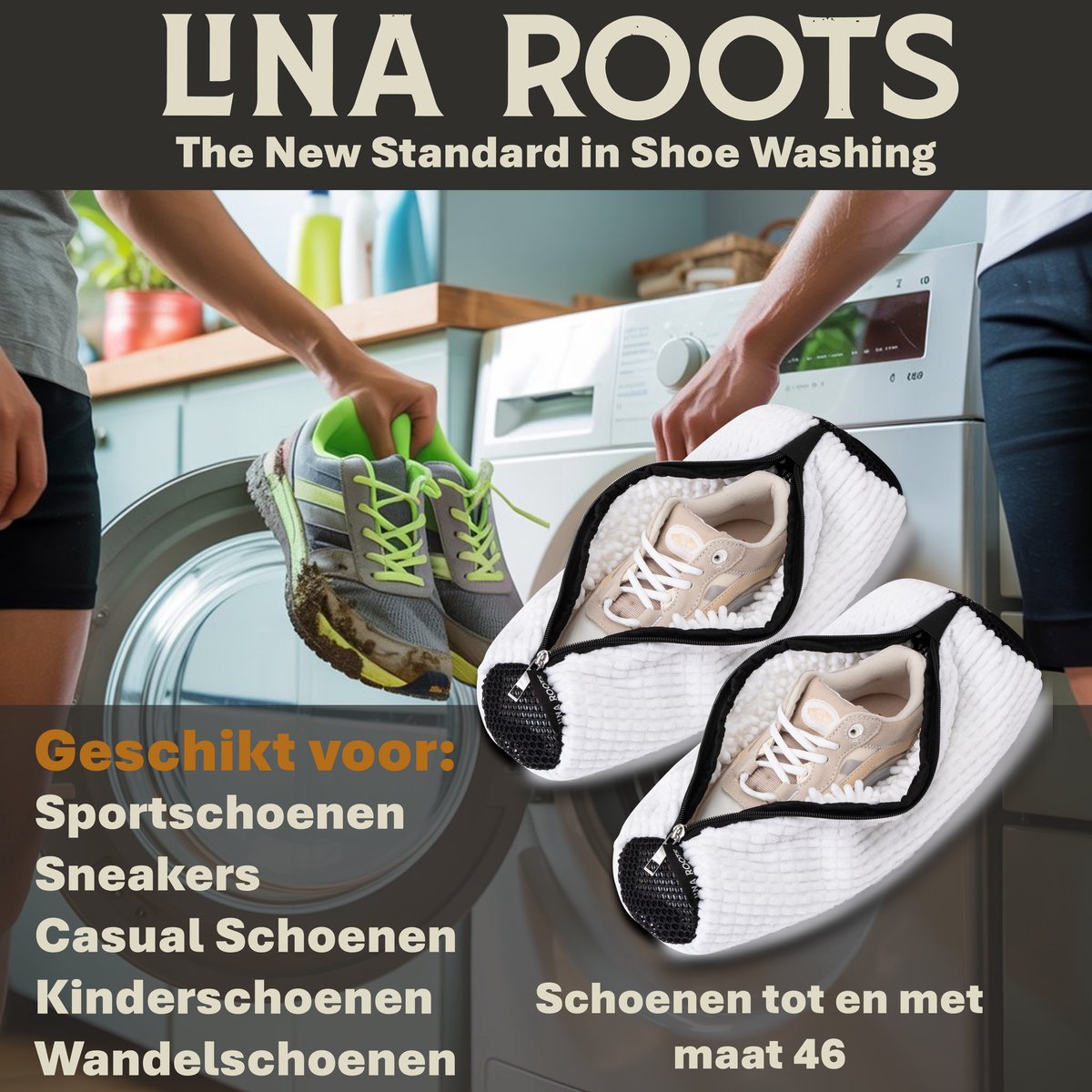 Lina Roots® Kicks Cleaner - Schoenen Waszak Set - 2 Stuks - Wasmachine Wasnet voor Sneakers — afbeelding 6