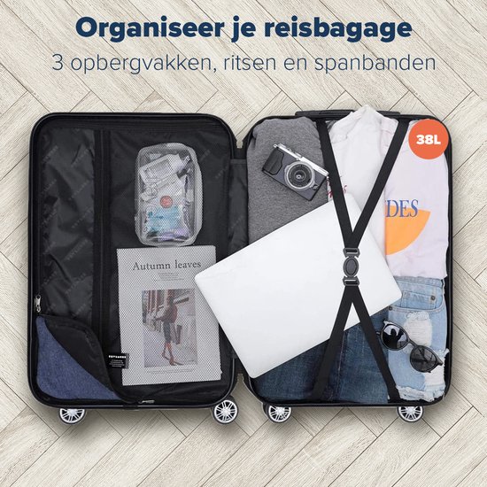 TRVLMORE Handbagage Koffer - 38L - Cijferslot - Lichtgewicht - Trolley - 54x36x20cm - Past binnen 55x40x20 cm - Zwart