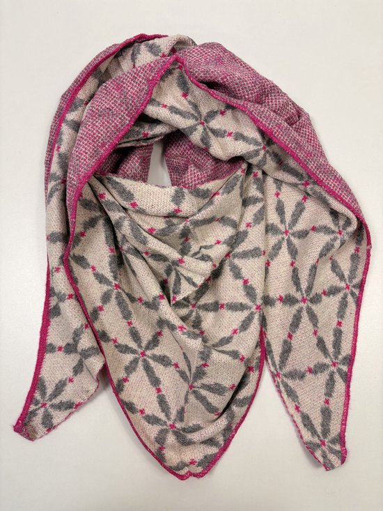 Écharpe Driehoek , fleurs joyeuses en tissu épais