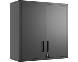 Re-purelife® Steel Home Collectie Wand Opbergkast van Zeer Stevig Metaal met Inclusief Slot - Zwarte Muurkast met Vergrendelbare Deuren - Verstelbare Planken - Compact Opbergmeubel 75x30x77 cm