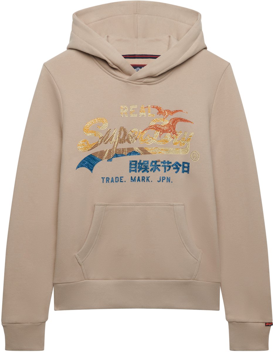 Superdry Tokyo Vintage Logo Relaxed Hoodie Dames Hoodies Grijs
