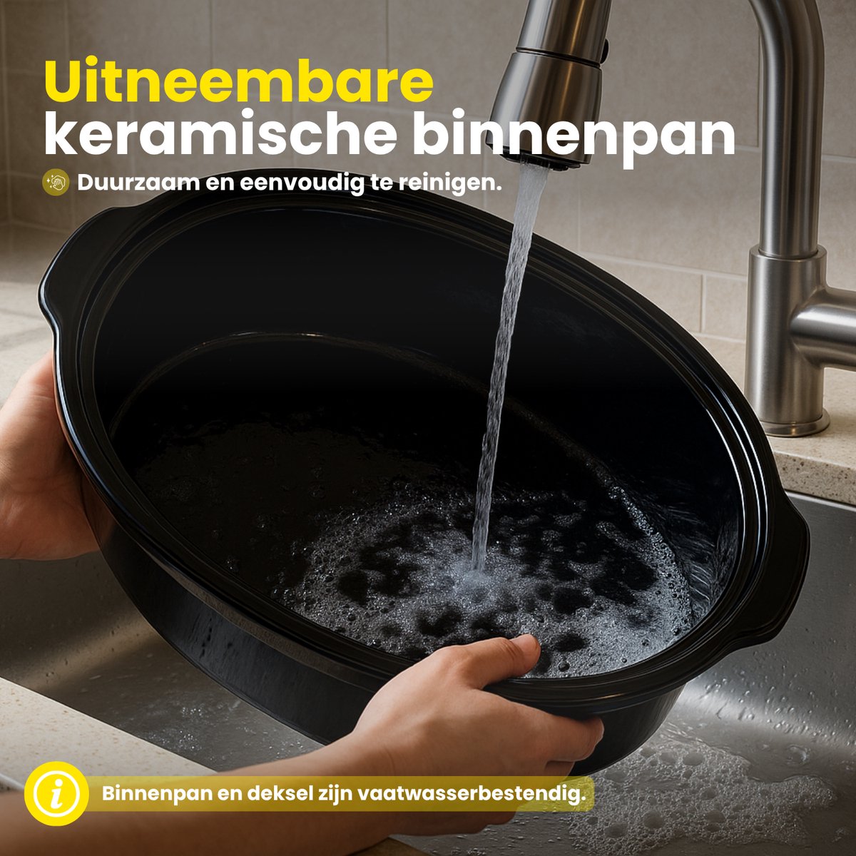 COOK-IT Slowcooker 6,5L RVS met Warmhoudfunctie - afbeelding 2