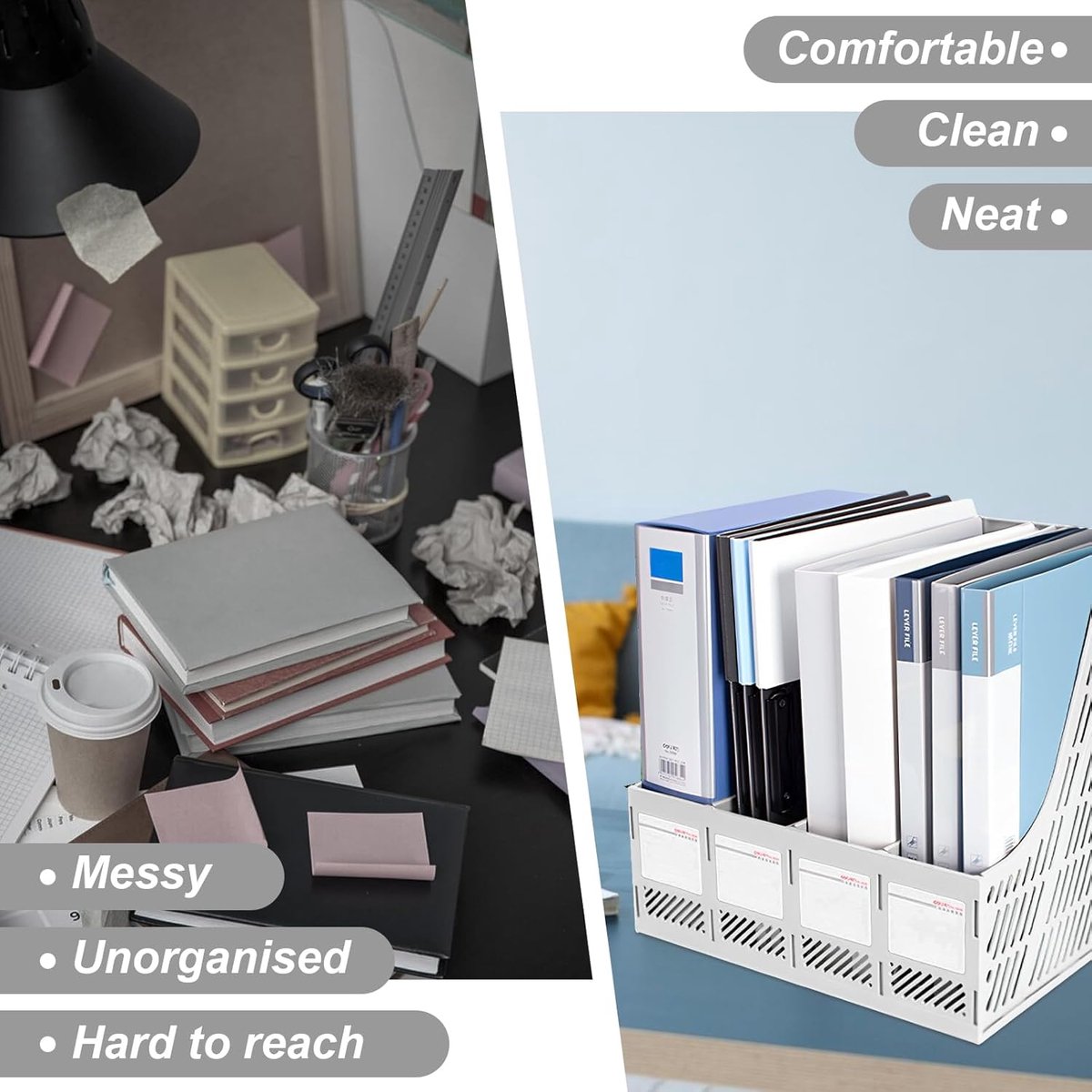 Candala Tijdschriftenhouder - Documentenhouder van kunststof - georganiseerde opbergruimte voor thuis en kantoor slank design stabiele constructie