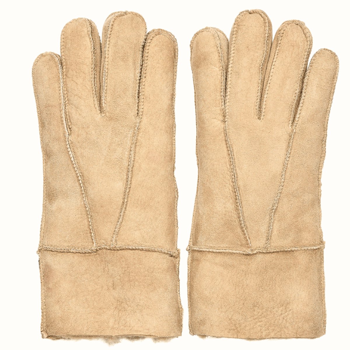 Lammy handschoenen dames - Leren handschoen dames winter - Wol - Winddicht en waterafstotend - Taupe - Maat M